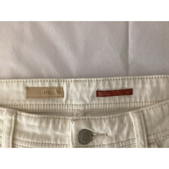 Pilcro Distressed Slim Boyfriend Crop Jeans 31 NWT White Denim Anthropologie - Picture 3 of 10